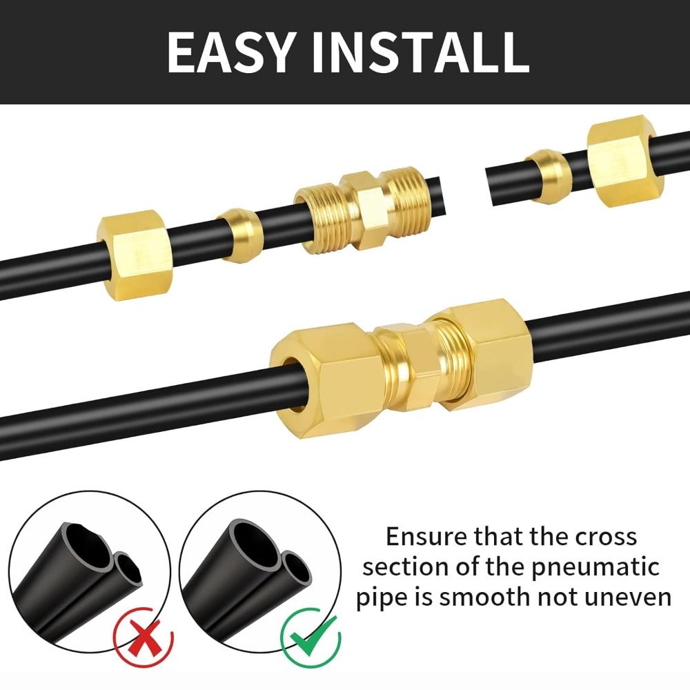 Compression Fitting Brass - ข้อต่อทองเหลือง ข้อต่อแบบกดอัดทองเหลือง แบบตรง หลายขนาด ข้อต่อท่อ ข้อต่อแบบกดอัด